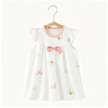 Baby Girls Elephant Print Cotton Dress Flutter Sleeves Bow Detail